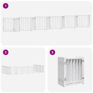 Hundgrind med dörr vikbar 12 paneler vit 600 cm poppel