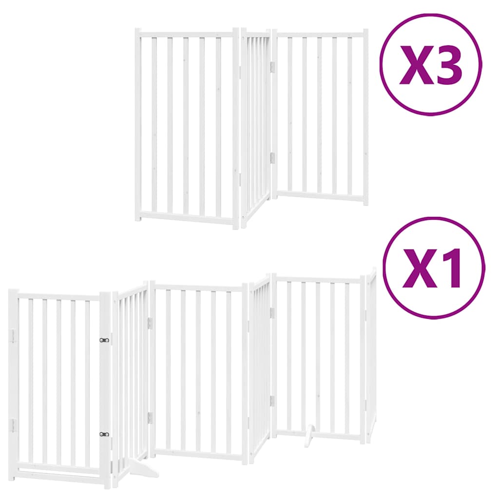 Hundgrind med dörr vikbar 15 paneler vit 750 cm poppel