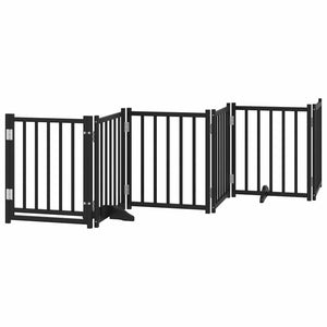 Hundgrind med dörr vikbar 12 paneler svart 600 cm poppel