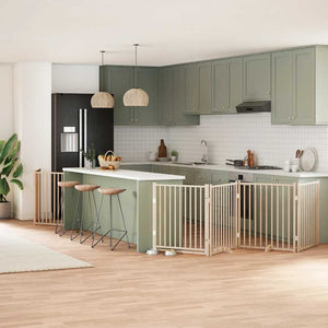 Hundgrind med dörr vikbar 6 paneler 480 cm poppel