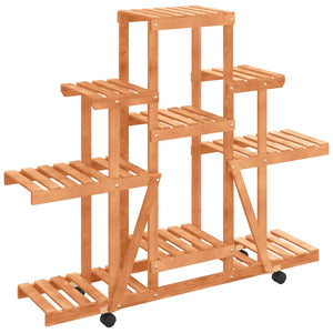 Växtställ med hjul 110x25x101 cm massiv furu