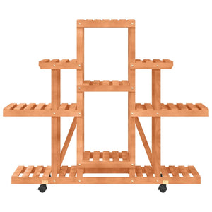 Växtställ med hjul 110x25x101 cm massiv furu