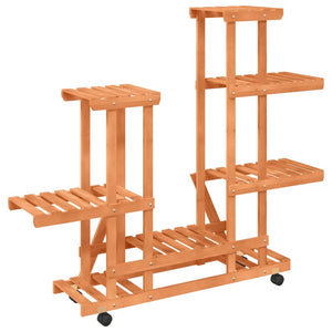 Växtställ med hjul 95x25x101 cm massiv furu