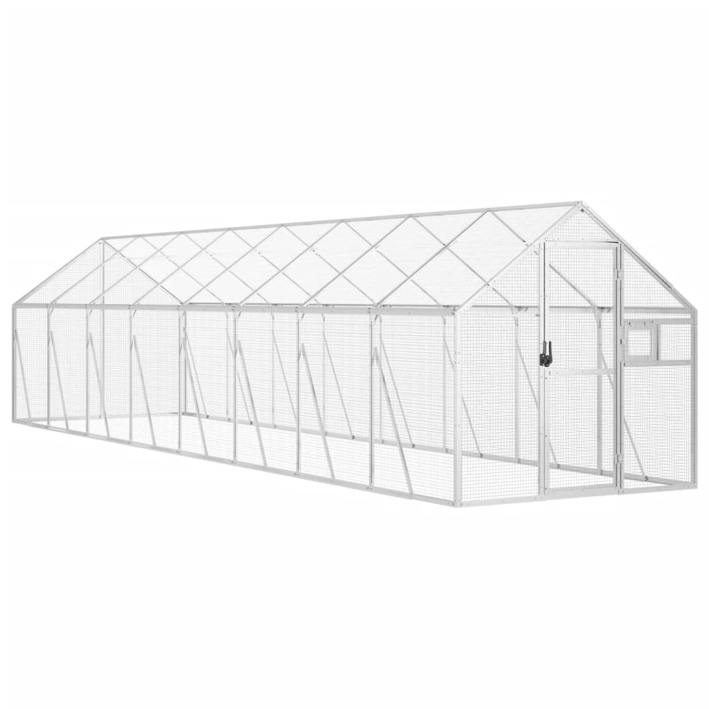 Fågelvoljär silver 1,79x8x1,85 m aluminium