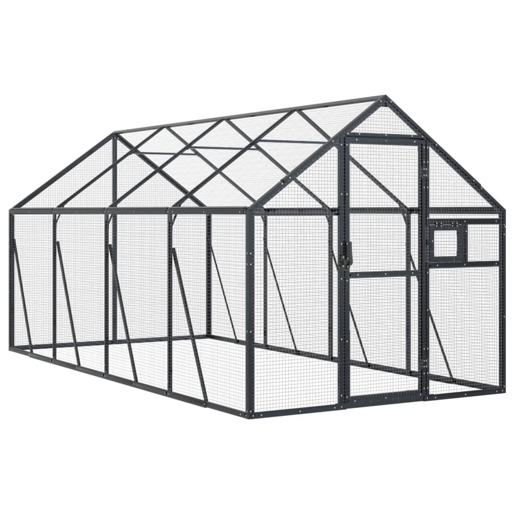 Fågelvoljär antracit 1,79x4x1,85 m aluminium