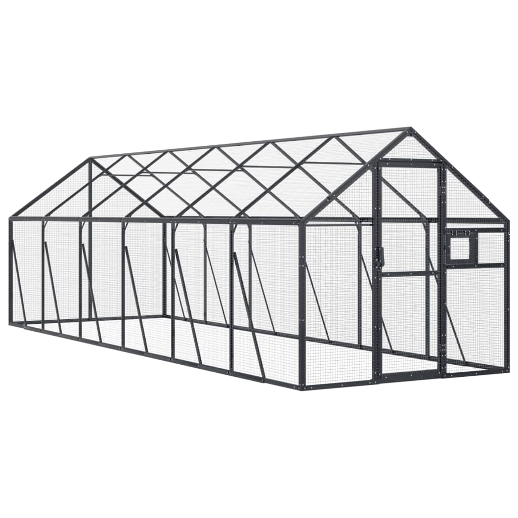 Fågelvoljär antracit 1,79x6x1,85 m aluminium