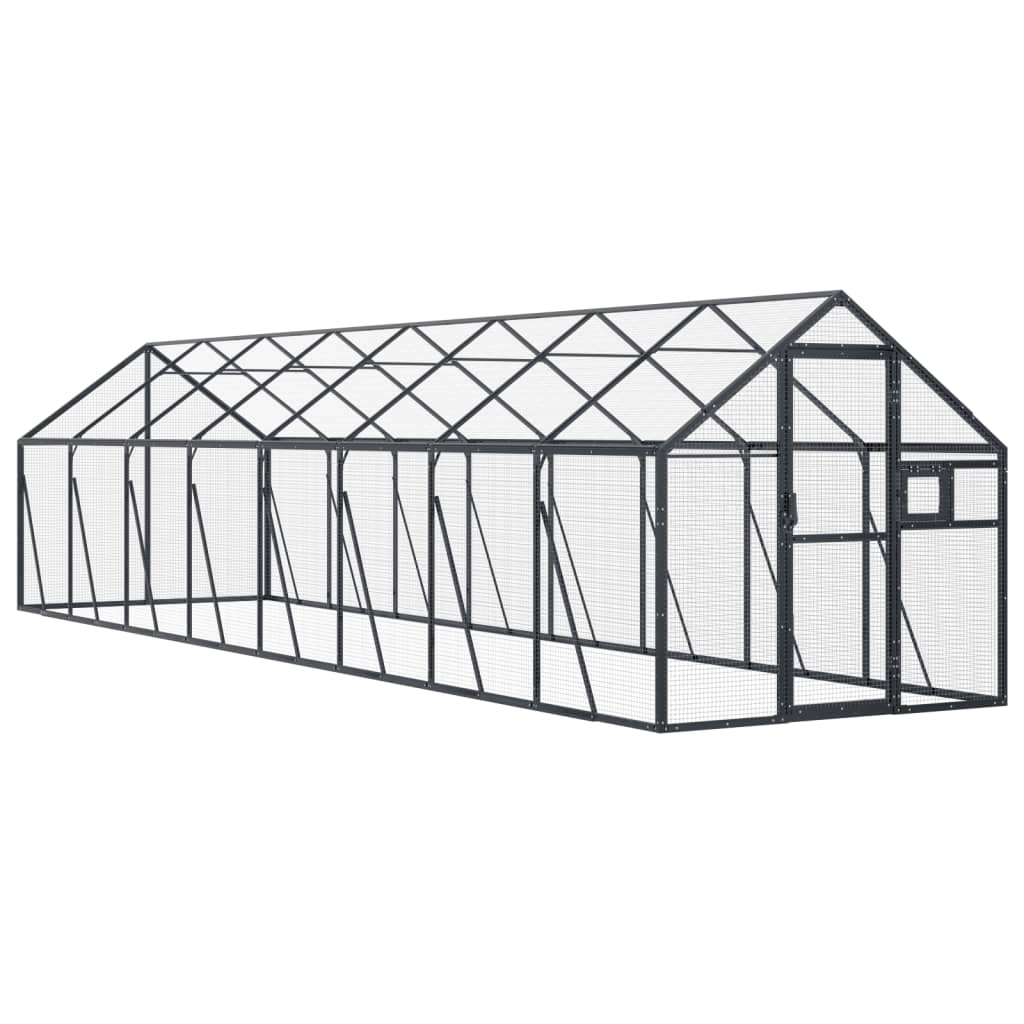 Fågelvoljär antracit 1,79x8x1,85 m aluminium