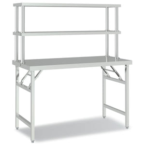 Arbetsbord med överhylla 120x60x145 cm rostfritt stål