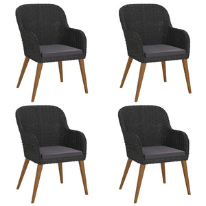 Matgrupp för trädgården med dynor 5 delar svart