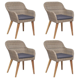 Matgrupp för trädgården med dynor 5 delar brun