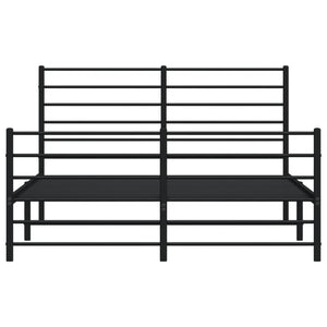 Sängram med huvudgavel och fotgavel svart metall 120x190 cm