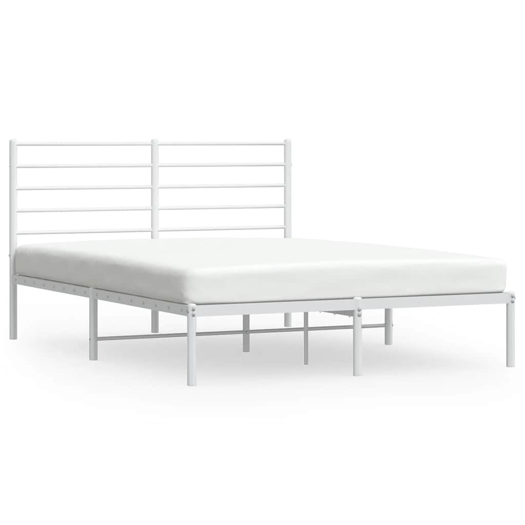 Sängram med huvudgavel metall vit 150x200 cm
