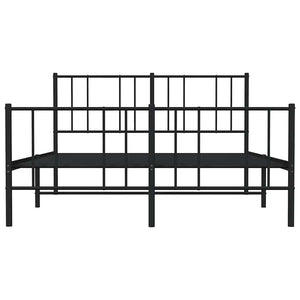Sängram med huvudgavel och fotgavel svart metall 135x190 cm