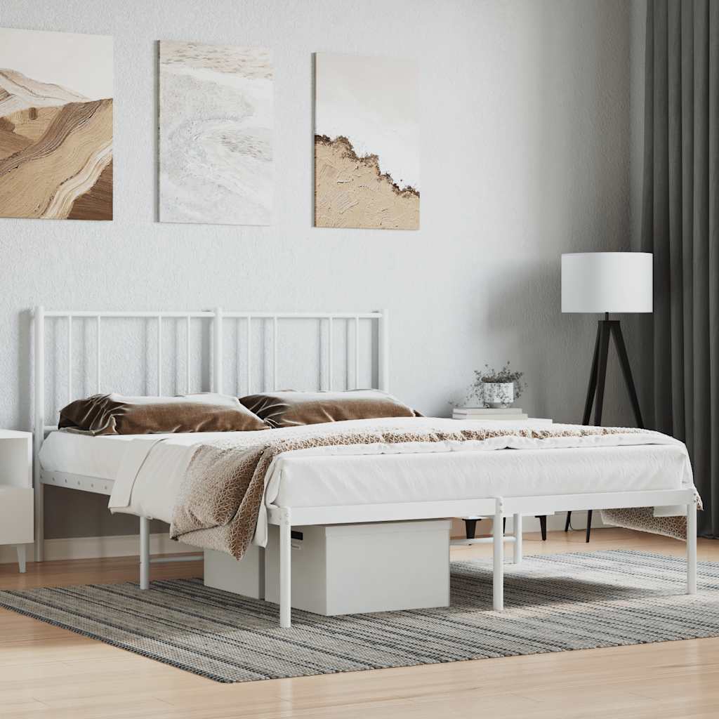 Sängram med huvudgavel metall vit 120x200 cm