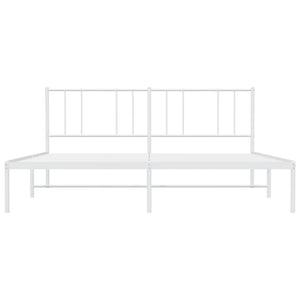 Sängram med huvudgavel metall vit 200x200 cm