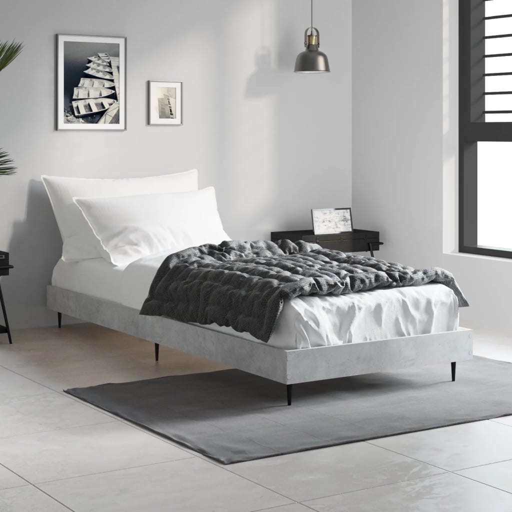 Sängram betonggrå 75x190 cm konstruerad trä