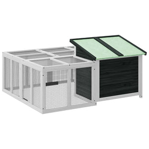 Kaninbur grå 144x123x67,5 cm massiv furu