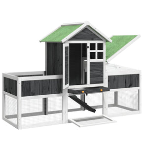 Kaninbur grå 170x63x113 cm massiv furu