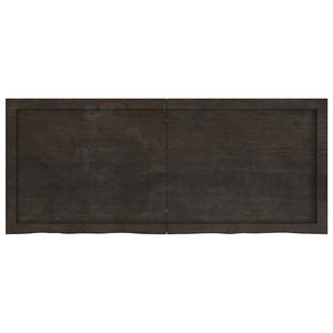 Vägghylla mörkbrun 120x50x(2-6) cm behandlad massiv ek