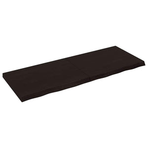 Vägghylla mörkbrun 160x60x(2-6) cm behandlad massiv ek
