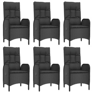 Matgrupp för trädgården med dynor 9 delar svart konstrottning