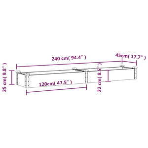 Odlingslåda med foder 240x45x25 cm massivt granträ