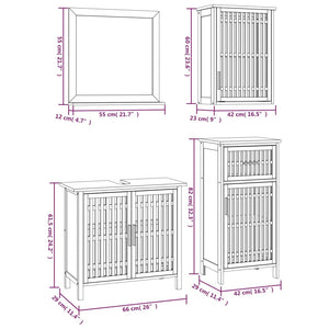 Badrumsmöbler 4 delar massivt valnötsträ