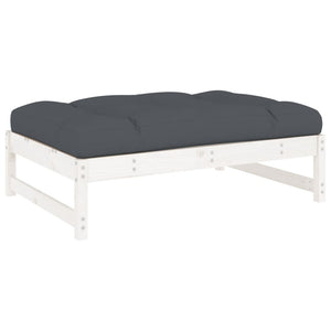 Loungegrupp för trädgården med dynor 2 delar vit massivt trä