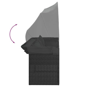 Soffgrupp för trädgård med dynor 4 delar svart konstrotting