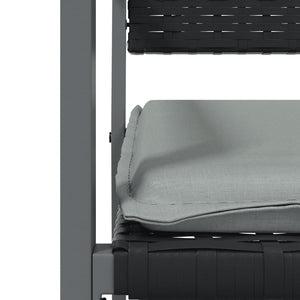 Matgrupp för trädgården med dynor 7 delar konstrotting & stål