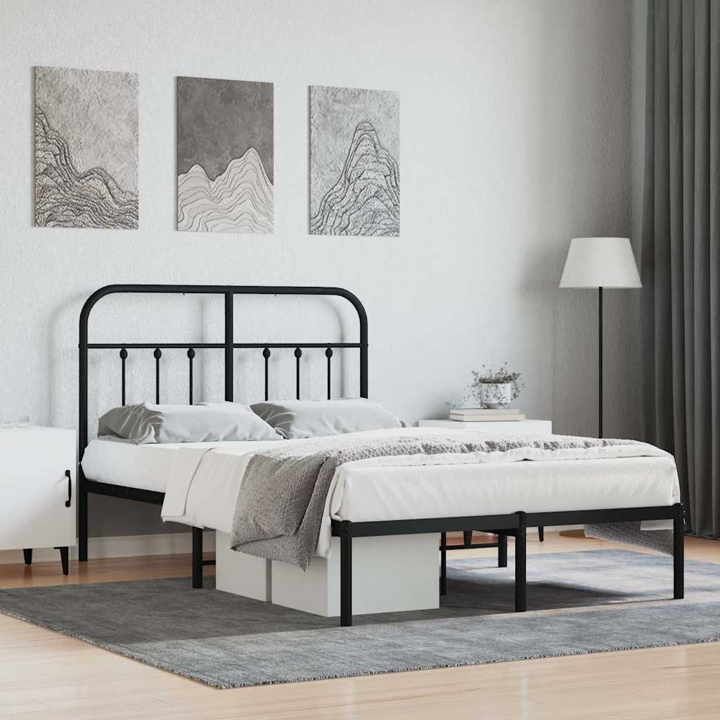 Sängram med huvudgavel metall svart 120x200 cm
