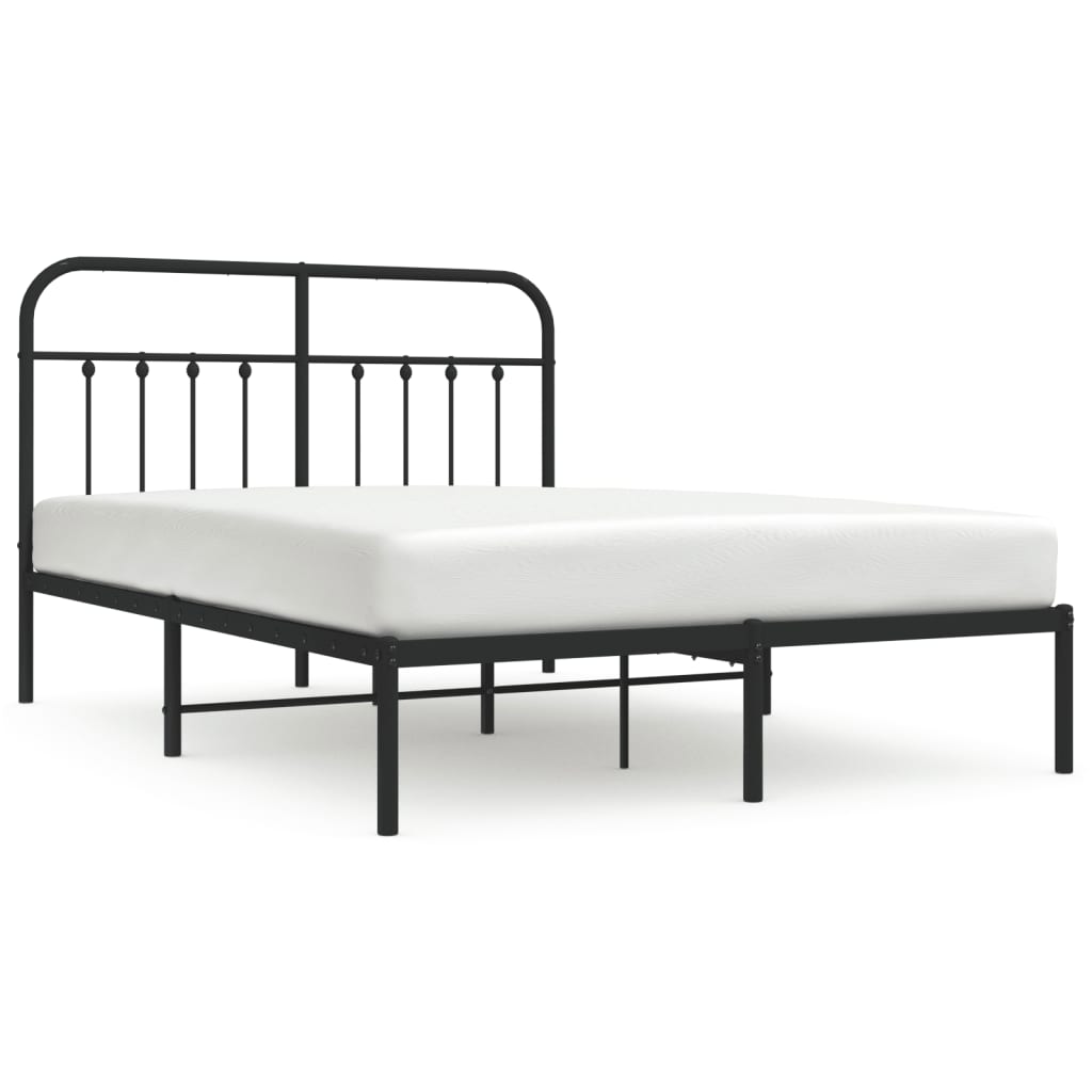 Sängram med huvudgavel metall svart 140x190 cm
