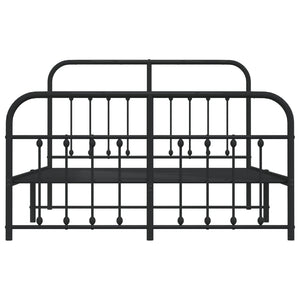 Sängram med huvudgavel och fotgavel svart metall 140x200 cm