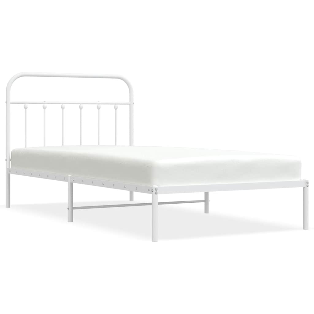 Sängram med huvudgavel metall vit 100x200 cm