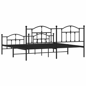 Sängram med huvudgavel och fotgavel svart metall 193x203 cm
