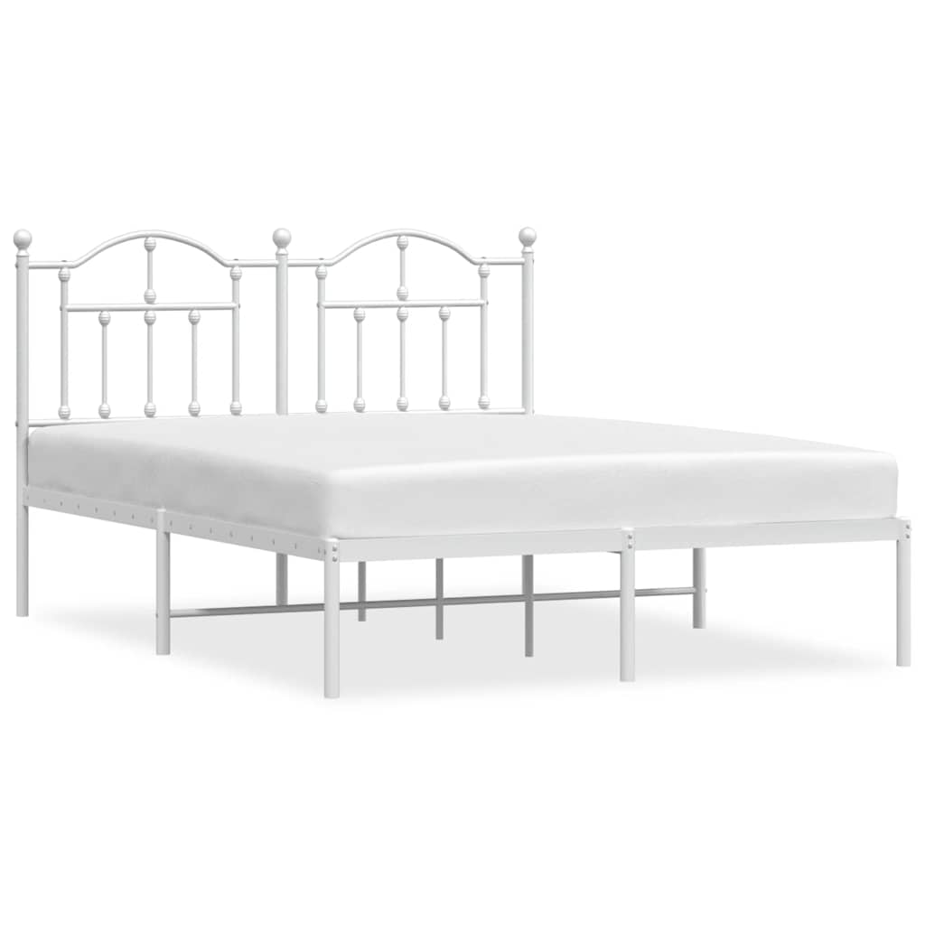 Sängram med huvudgavel metall vit 135x190 cm