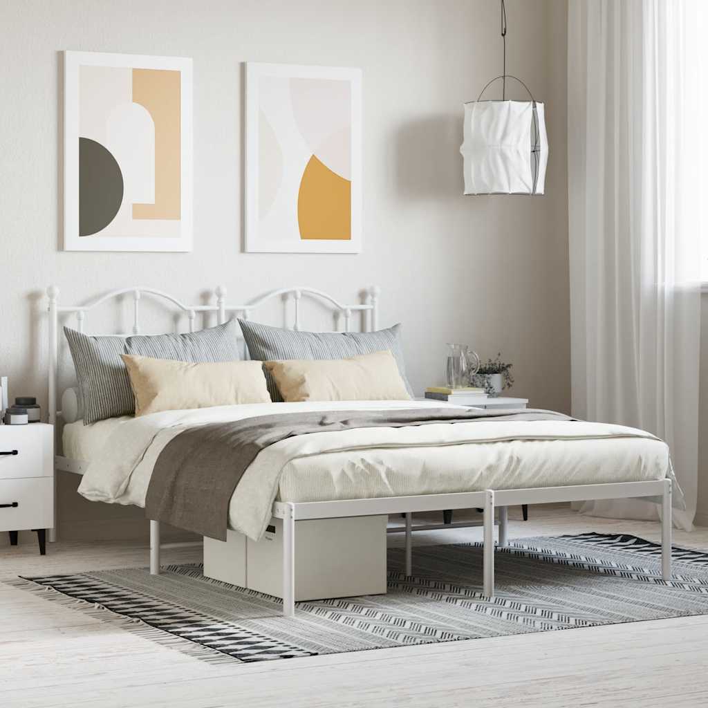 Sängram med huvudgavel metall vit 140x190 cm