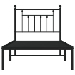 Sängram med huvudgavel metall svart 90x190 cm