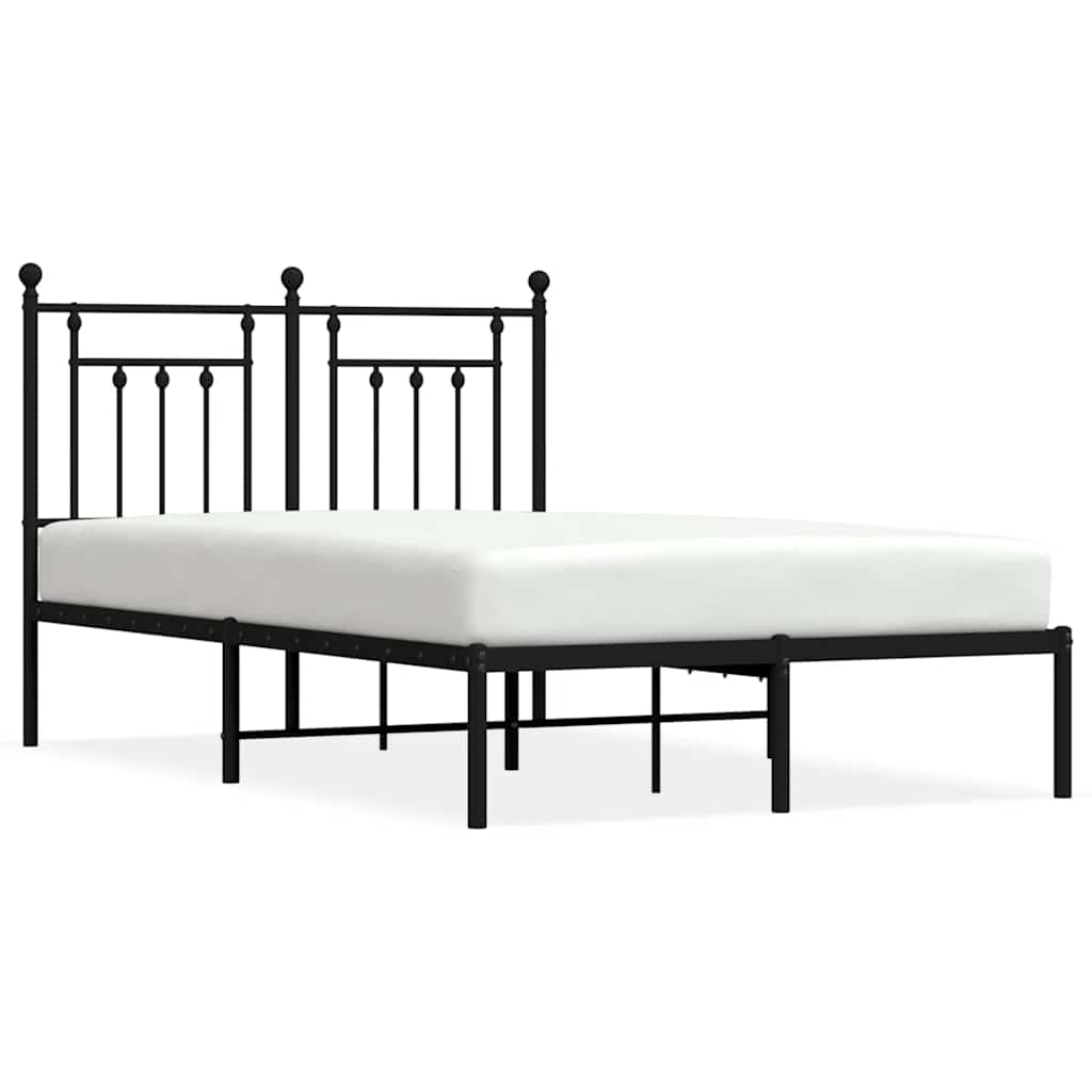Sängram med huvudgavel metall svart 135x190 cm