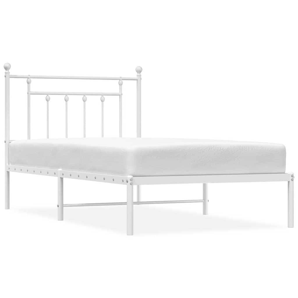 Sängram med huvudgavel metall vit 100x190 cm