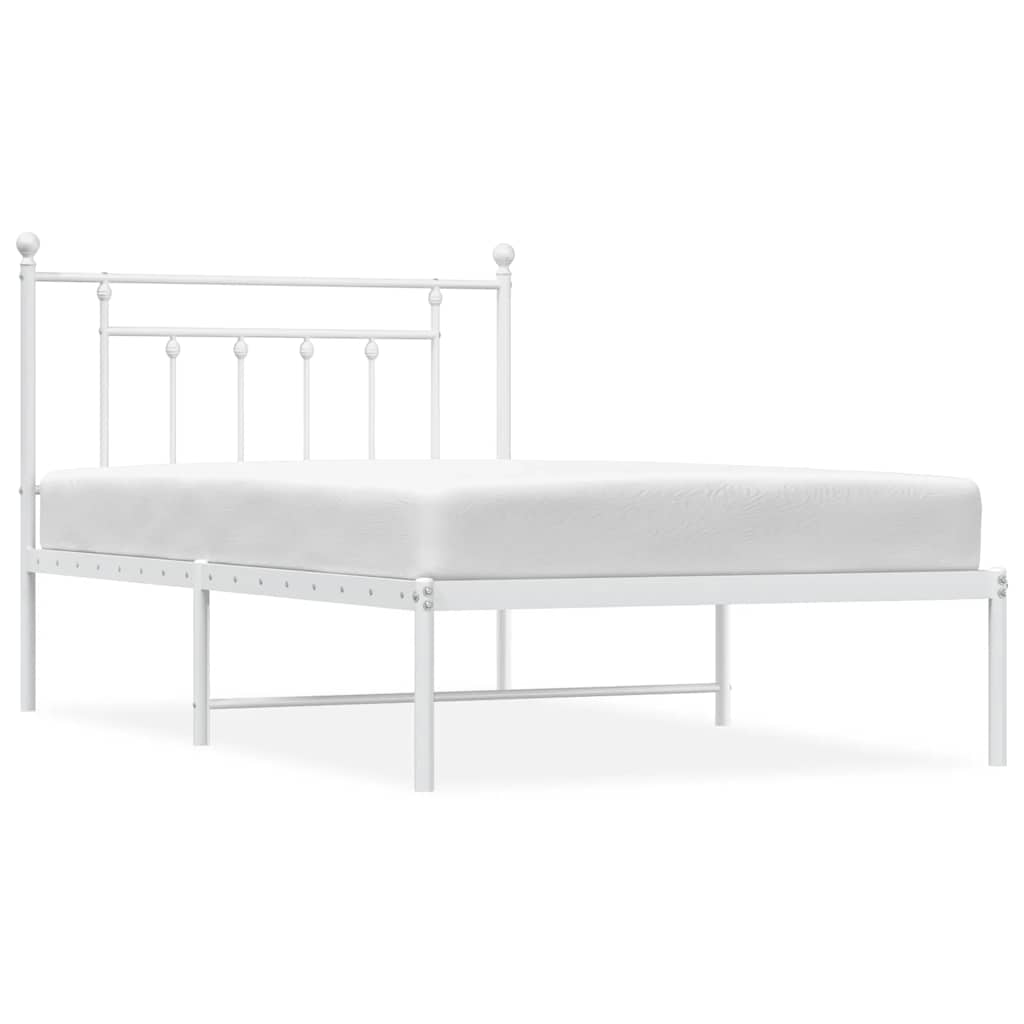 Sängram med huvudgavel metall vit 100x200 cm