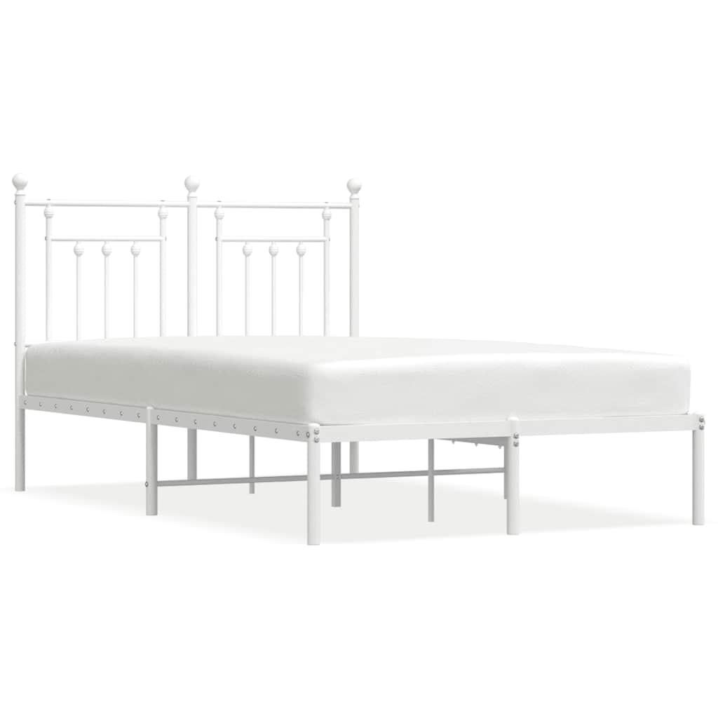 Sängram med huvudgavel metall vit 120x200 cm