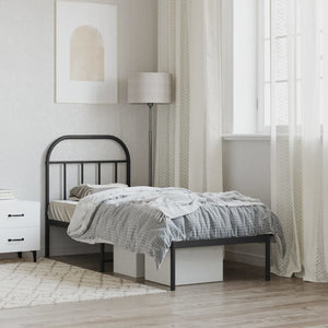 Sängram med huvudgavel metall svart 75x190 cm