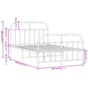 Sängram med huvudgavel och fotgavel svart metall 120x190 cm