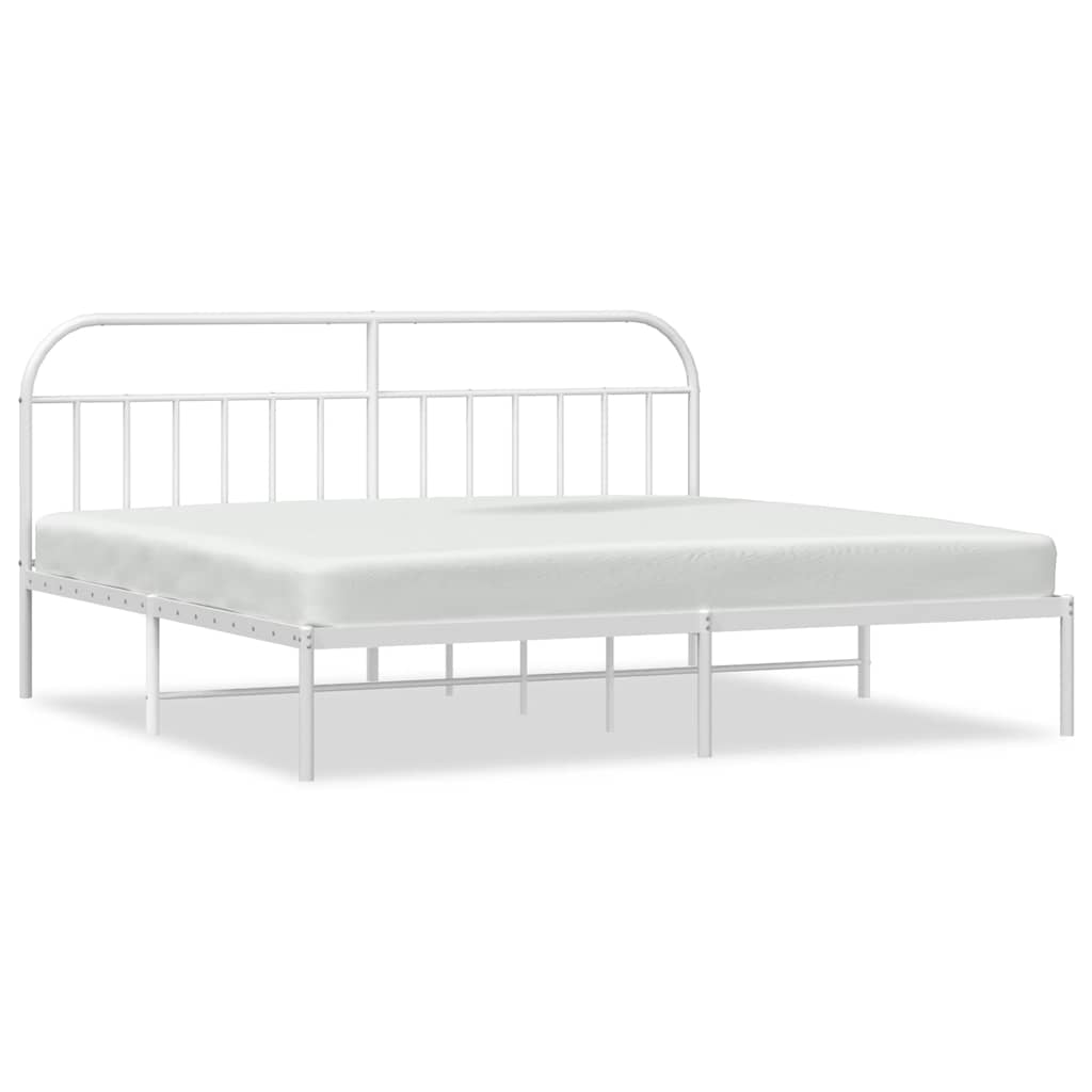 Sängram med huvudgavel metall vit 200x200 cm