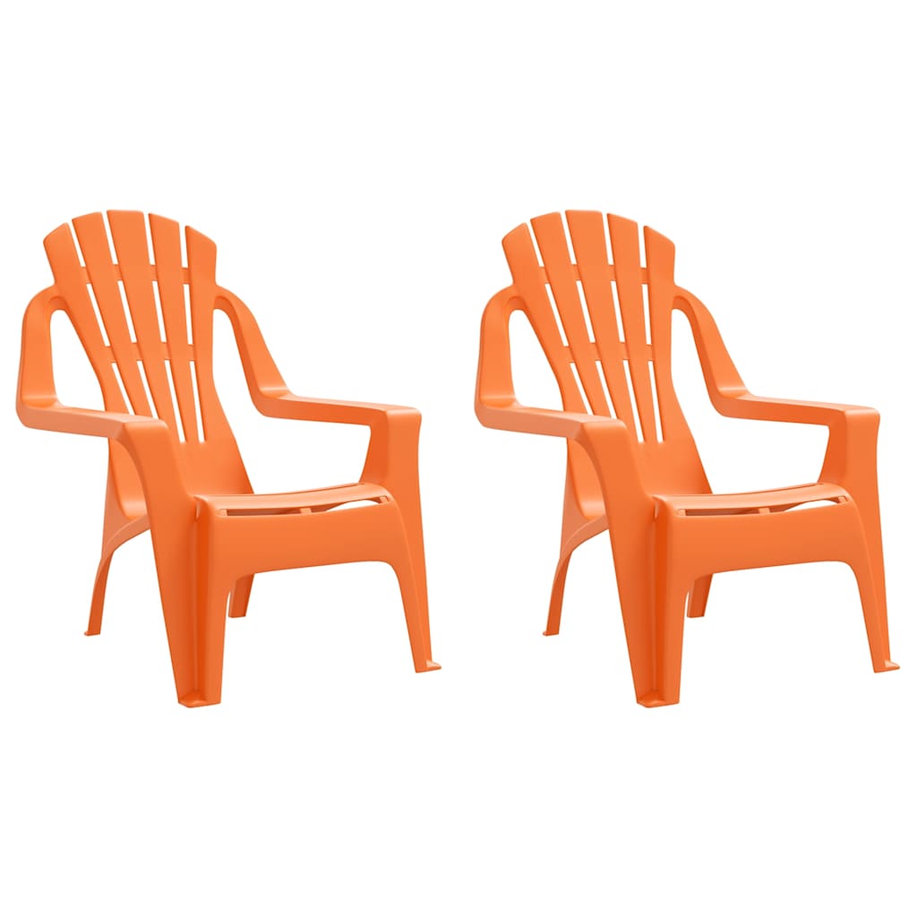 Trädgårdsstolar 2 st för barn orange 37x34x44 cm PP träutseende