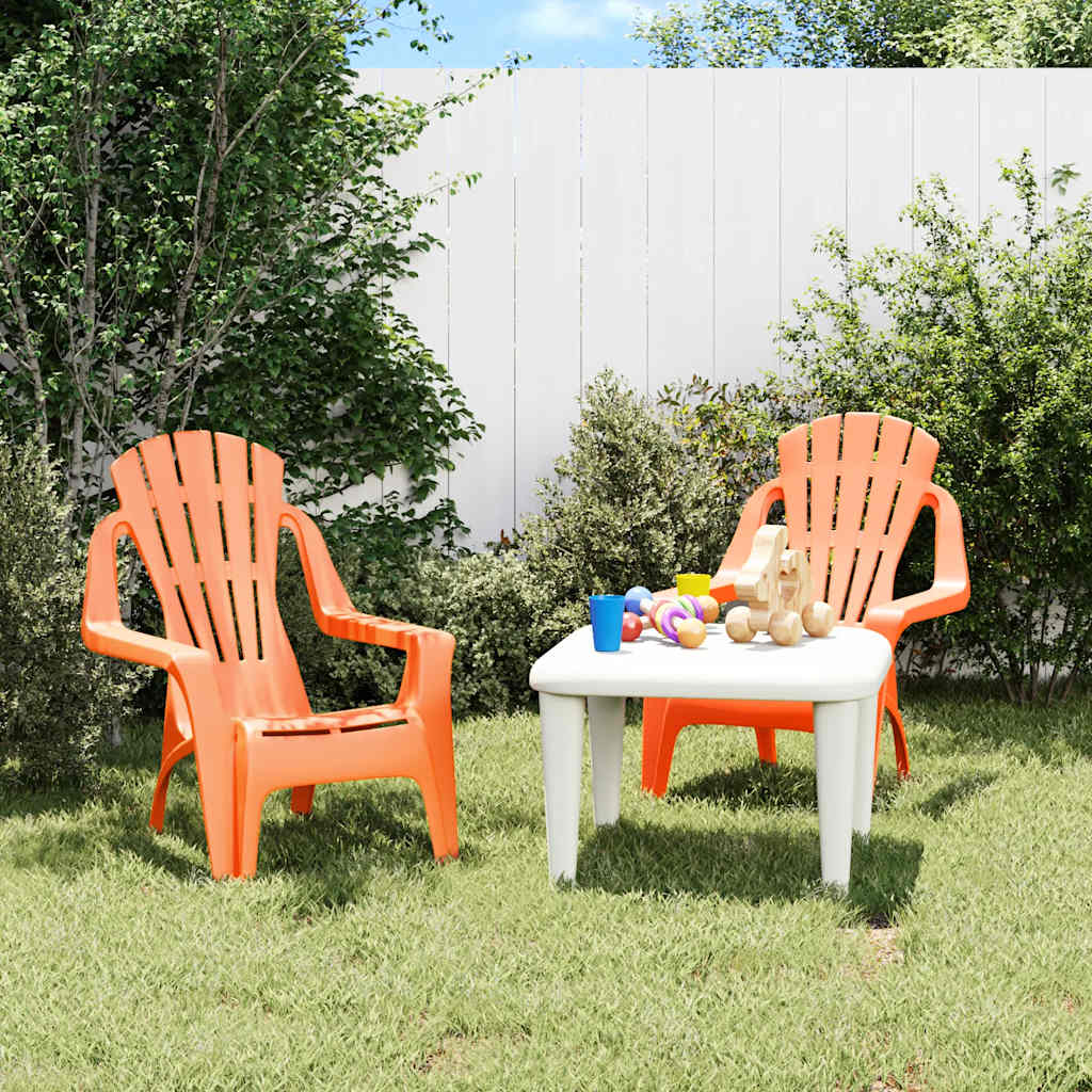 Trädgårdsstolar 2 st för barn orange 37x34x44 cm PP träutseende