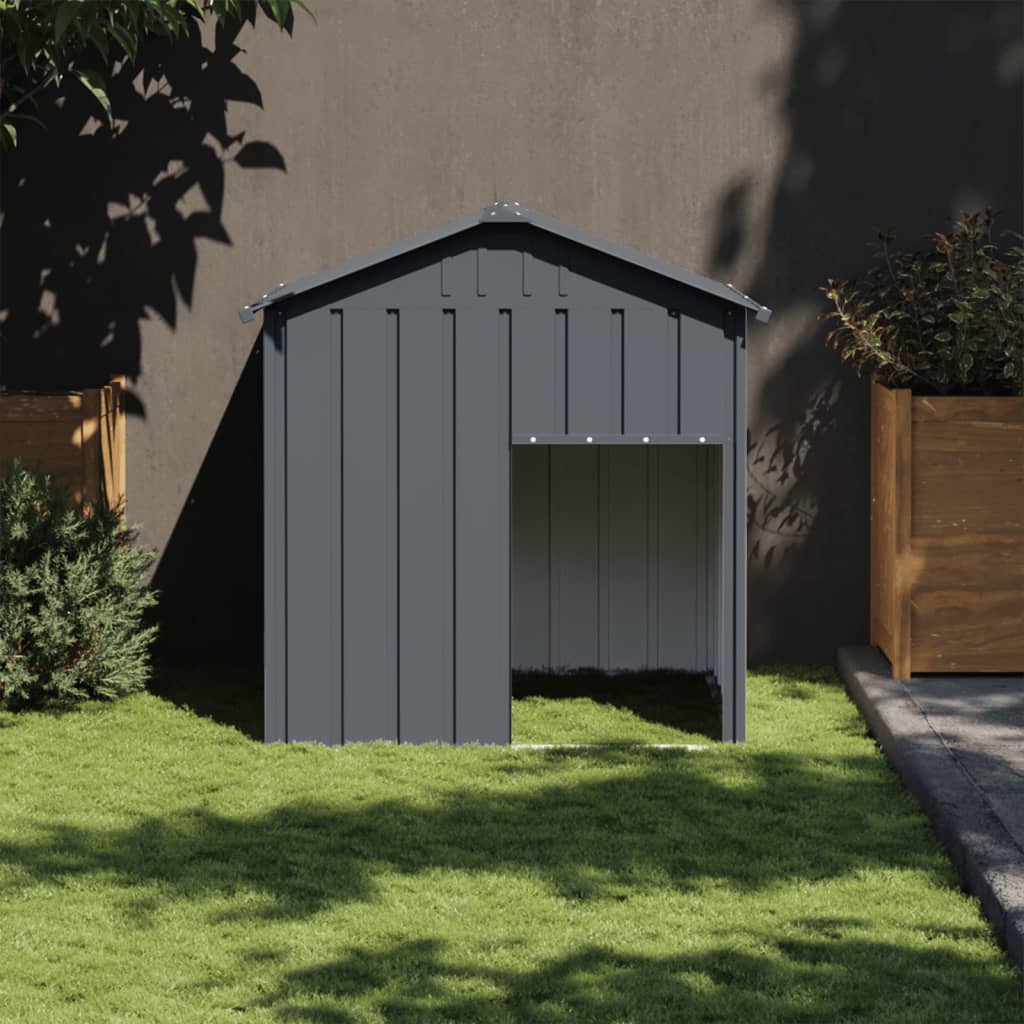 Hundkoja med tak antracit 117x103x123 cm galvaniserat stål