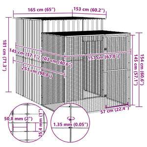 Hönshus med gård antracit 165x251x181 cm galvaniserat stål