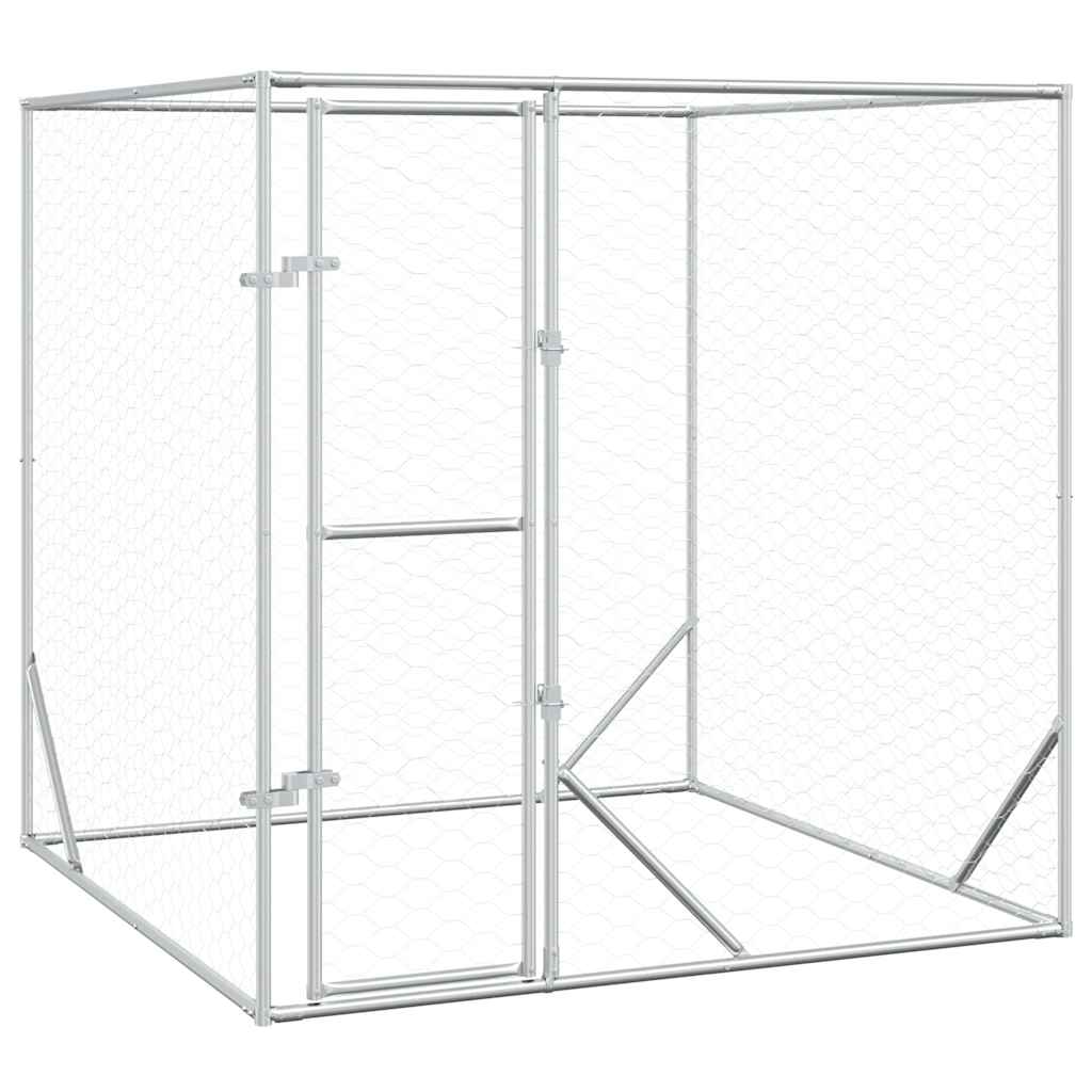 Hundgård för utomhusbruk silver 2x2x2 m galvaniserat stål